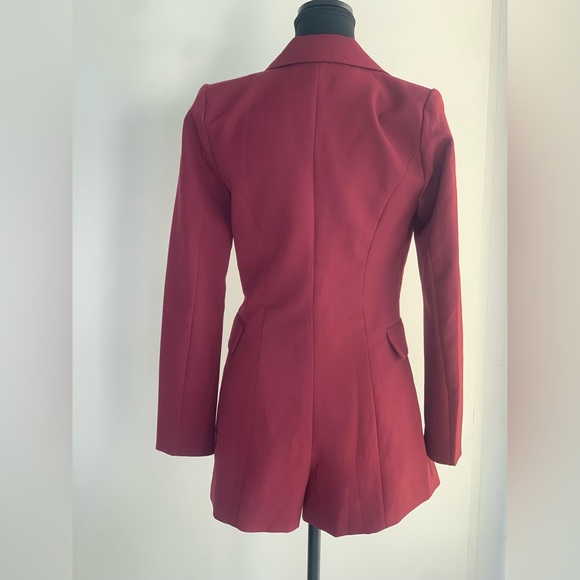 Wine Colour Blazer Playsuit - Picture 2 of 4